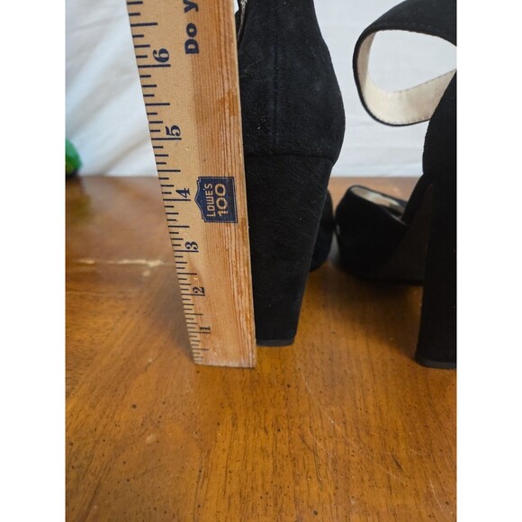 Michael Michael Kors Black Suede Heels Pumps Size 8.5 Peep Toe Platform Shoes - Picture 5 of 8